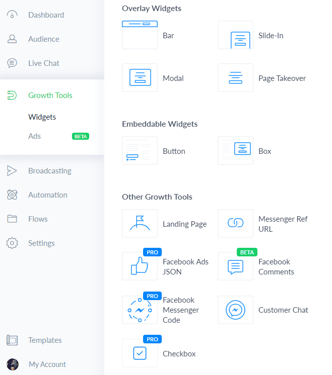 Growth Tools Manychat