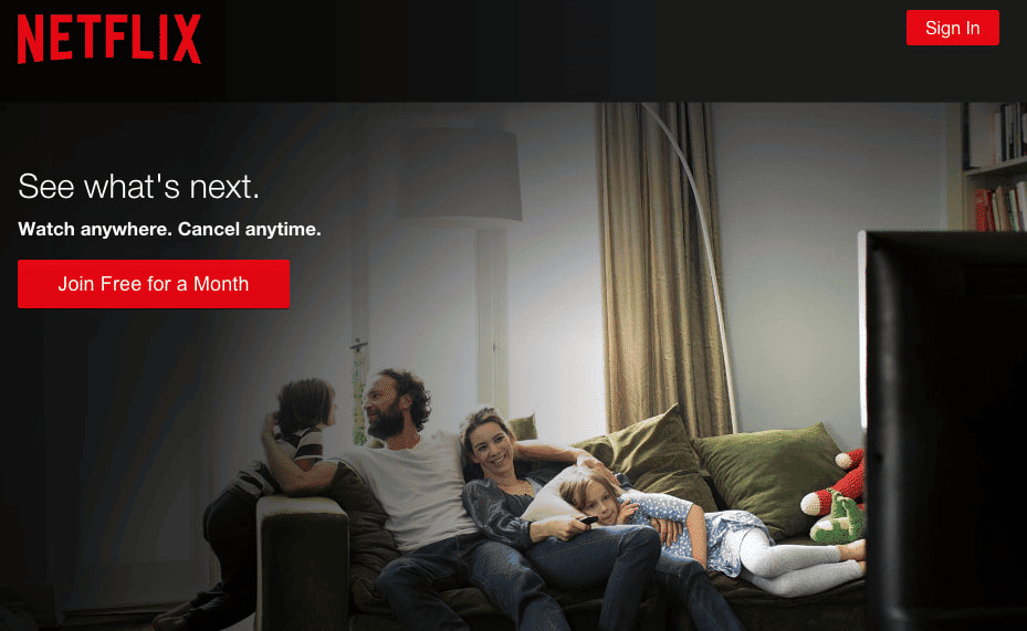 Call To Action ตัวอย่างจาก Netflix