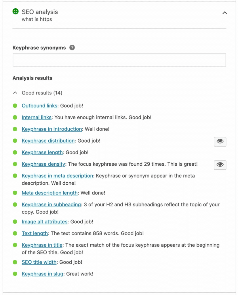 seo analysis จาก yoast
