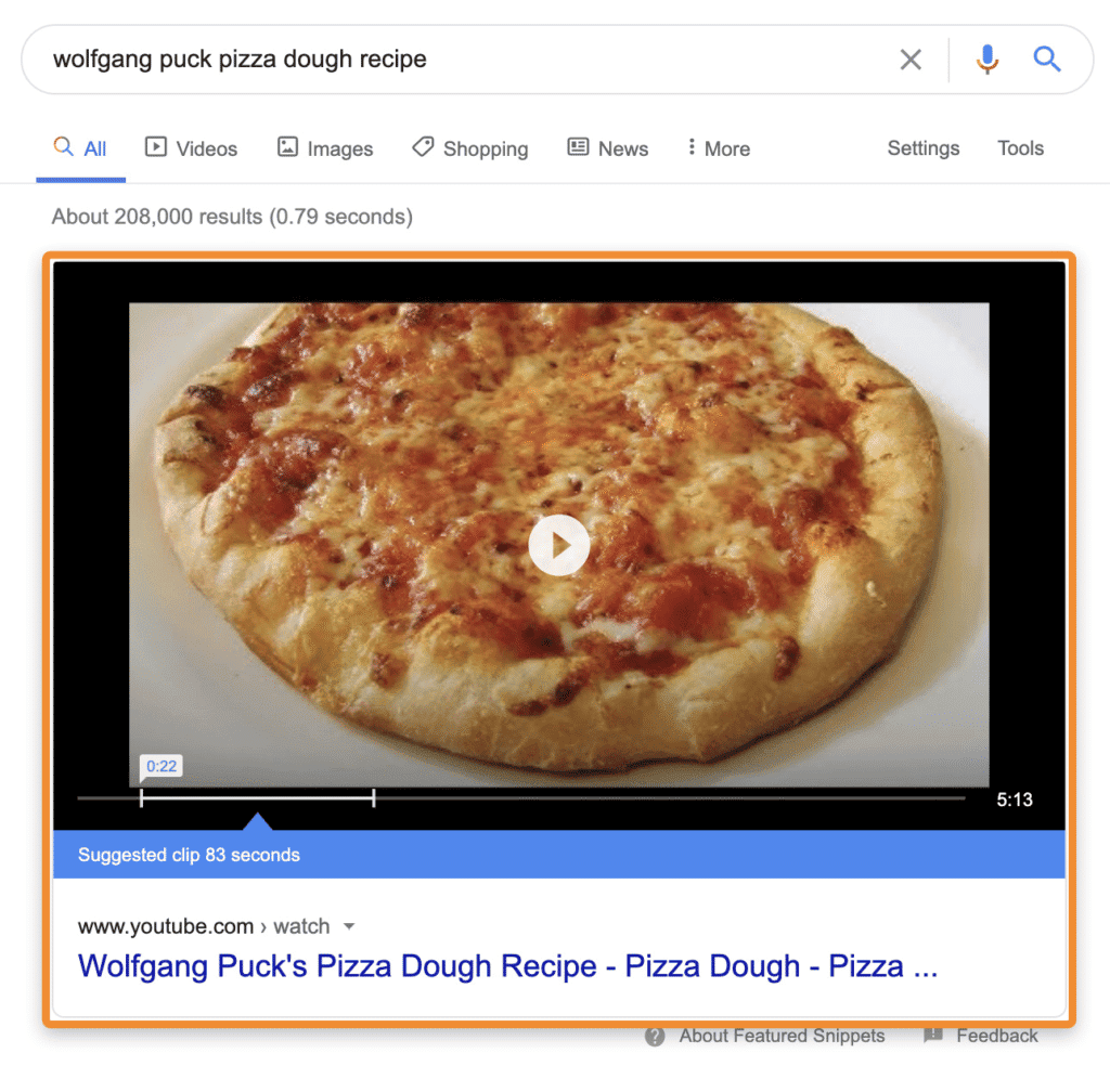 Featured Snippets รูปแบบ วิดีโอ (Video)