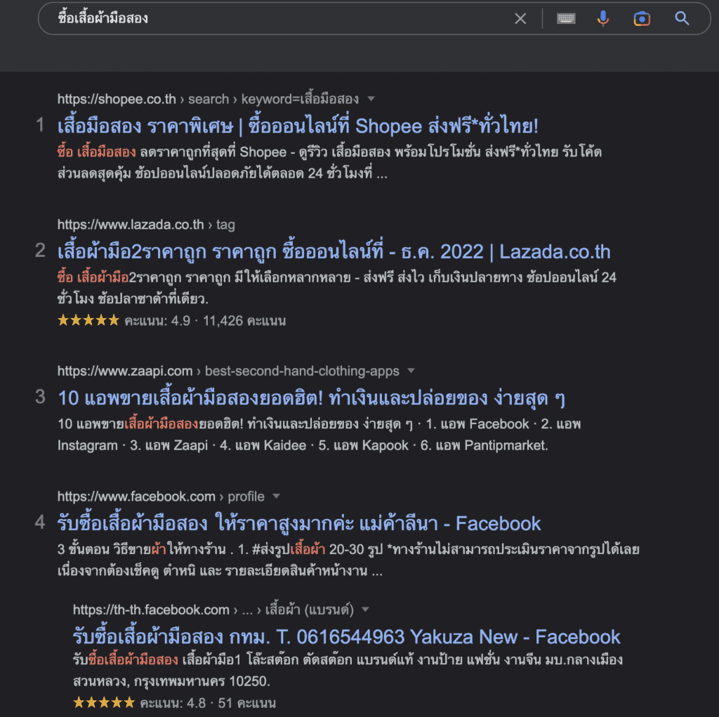 Search Intent ในรูปแบบการค้นหาเพื่อซื้อ (Transactional Intent)