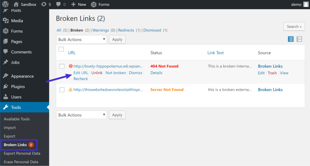 แนะนำเครื่องมือแก้ Broken Link Broken link checker