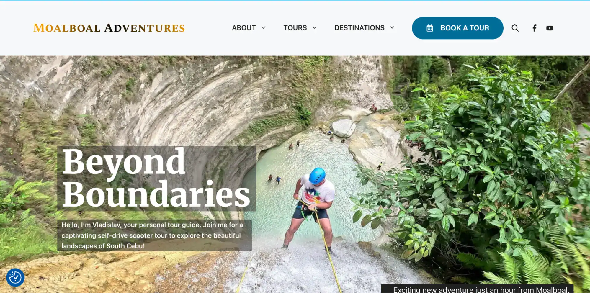 ตัวอย่างเว็บ Moalboal Adventure Tours ที่สร้างจาก Google Site