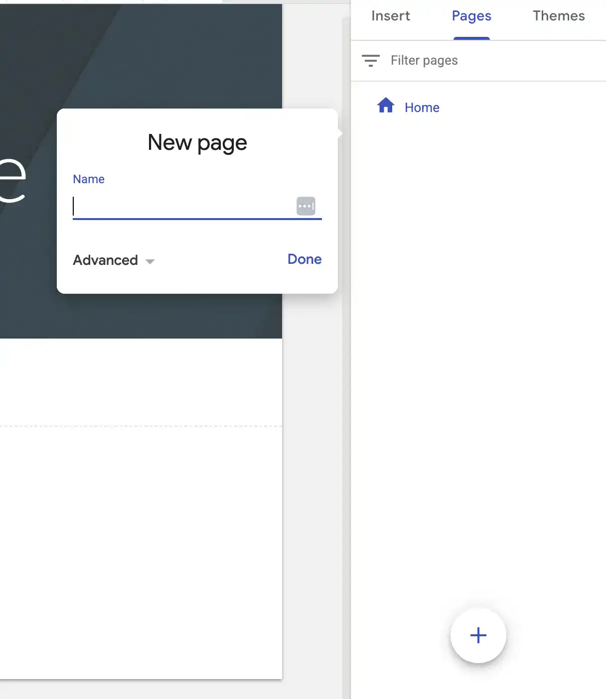 การเพิ่มเพจใหม่บน Google Sites